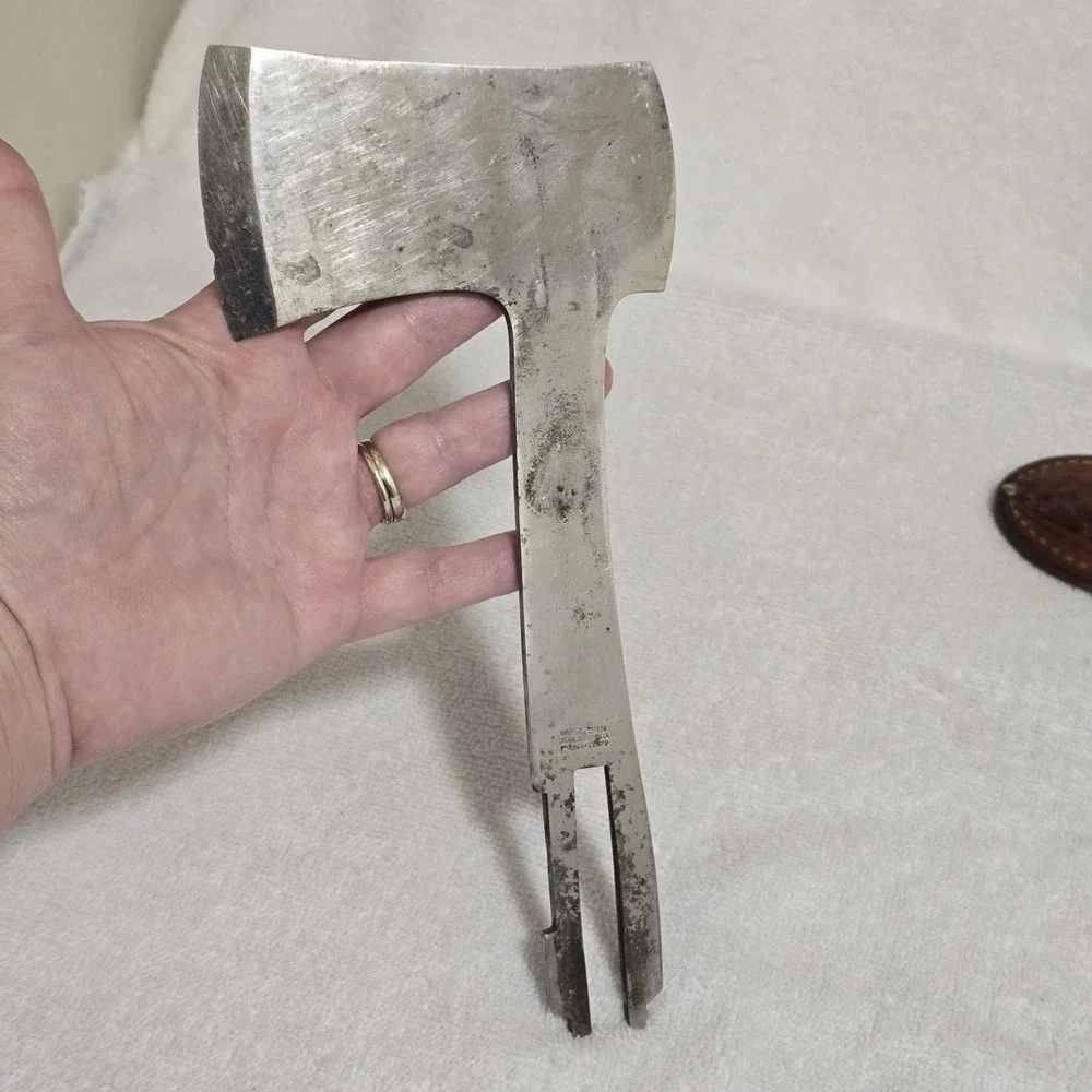 VTG Western Boulder Colo Knife Axe‎ Combo Set with Leather Sheath USA 1930s